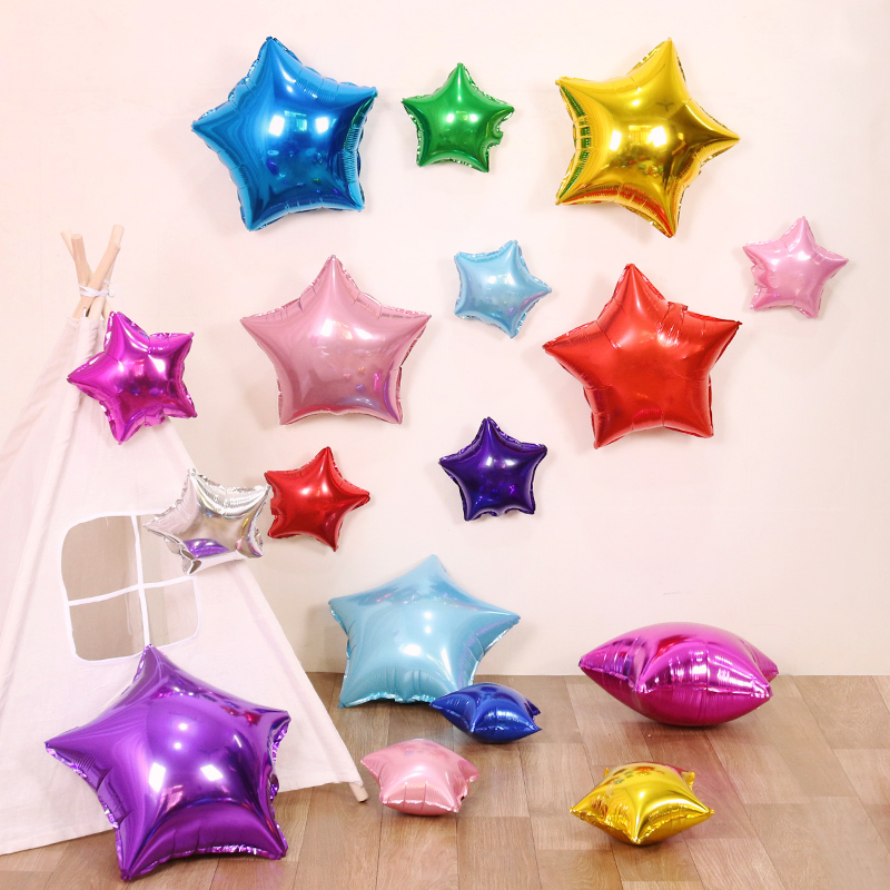 61 five-pointed star-shaped aluminum film balloon Children's birthday party decoration Shopping mall store celebration bar event decoration supplies