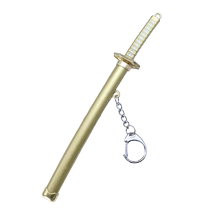 Anime Knife One Piece Zoro Snow Knife Chain Keychain Three-Sword Style 15cm Samurai Scabbard Weapon Model Ornament