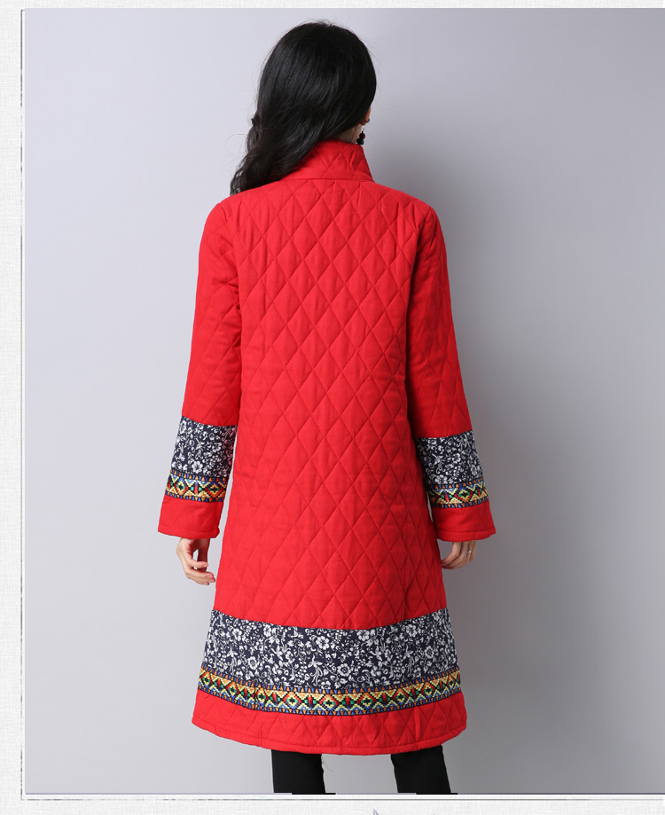 Hàng ngàn áo choàng gió quốc gia Shu dành cho nữ dài mùa đông cotton và áo khoác lanh Trung Quốc phong cách dài tay áo độn bông phụ nữ áo phao nữ đẹp