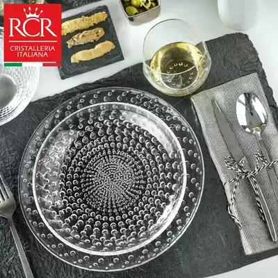 RCR dinner plate series crystal glass bowl salad bowl Western food main plate tableware household Western dish crystal plate