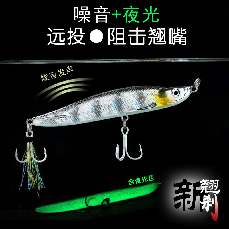 Alice brake Luya bait Alice mouth Suitable for bait long throw submersible pencil Freshwater for fishing Alice mouth suitable for whitefish white bar red tail