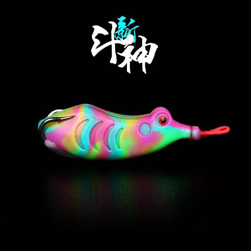 Fighting God Thunder Frog S Upgraded version resin frogs 6 cm 13 gr Double uplifting black steel hooked black fish mullet grass area angular pond