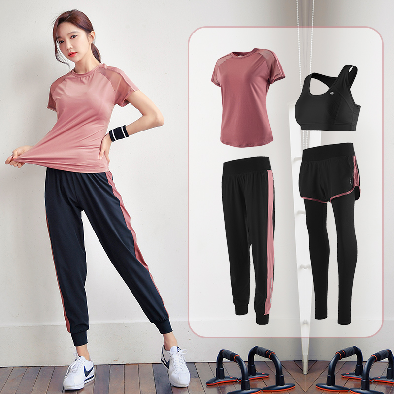 Autumn and winter yoga clothes short sleeves gym morning running leisure sports suit women's speed dry clothes 2021 new net red