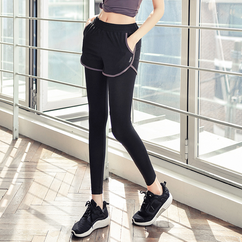 Fake two-piece sweatpants women's 2021 summer thin gym quick-drying professional running pants tight yoga pants