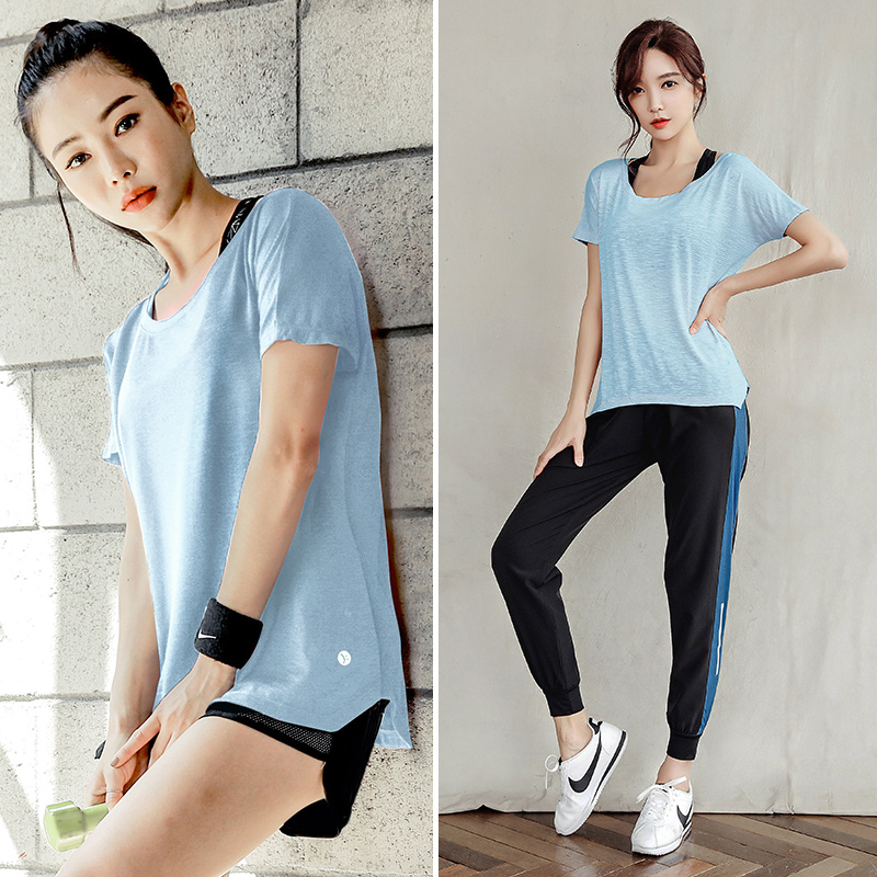 2021 summer new gym yoga clothes sports suit women loose running yoga quick-drying clothes professional slimming