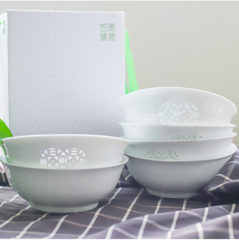 Jingdezhen rainbow such as bowl bowl and exquisite porcelain high - white Korean 6 inch, 6.5 inch rainbow such as bowl set tableware suit dishes home