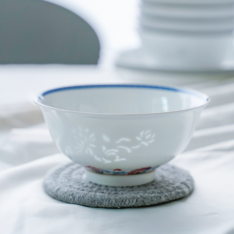 Jingdezhen Chinese eating bread and butter of household ceramic bowl silverware individual creative move creative jobs hand - cut spring dishes