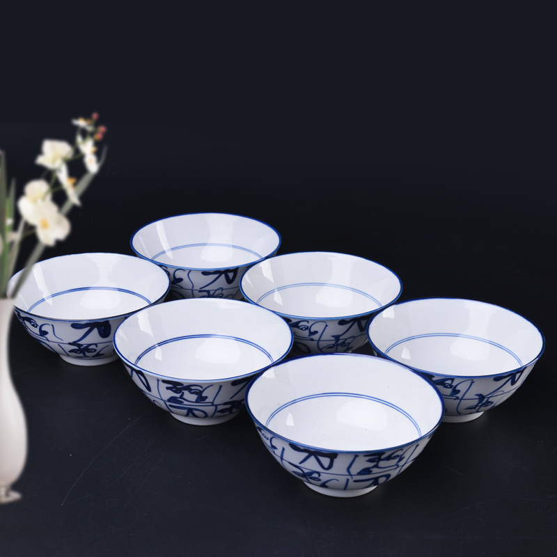 Jingdezhen blue and white porcelain bowls hand - made tableware to eat rice bowl household suit dish dish dish dish under the glaze color to use of tableware