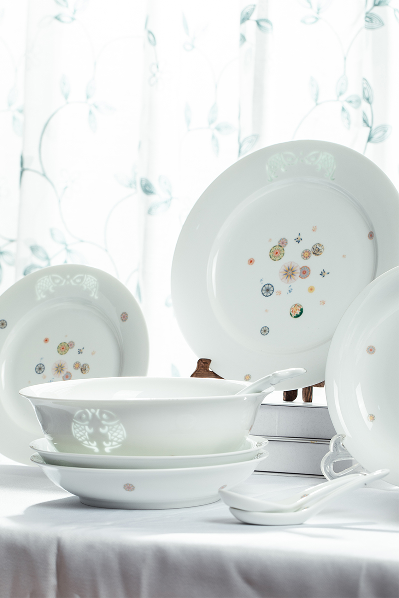 Dishes suit household jingdezhen ceramic light key-2 luxury Dishes hot insulation of new Chinese style is I and contracted tableware suit