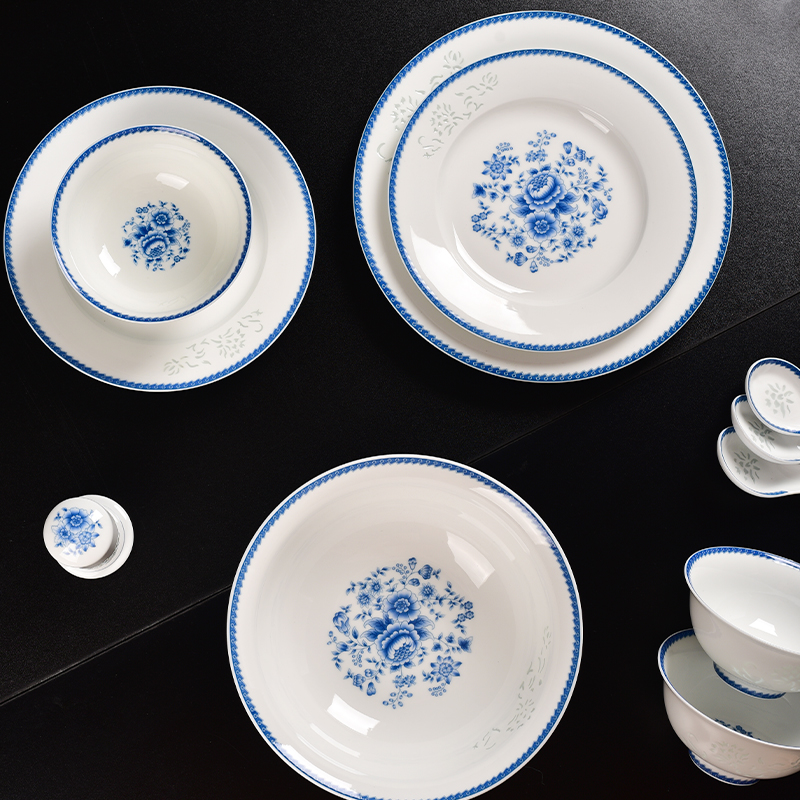 Jingdezhen porcelain bowls tableware suit household combination and exquisite porcelain bowl bowl rainbow such use ceramic bowl chopsticks in use