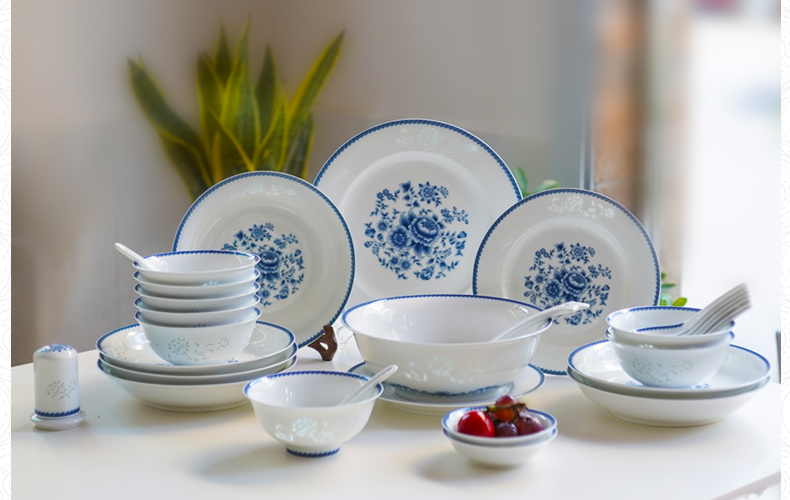 Jingdezhen porcelain bowls tableware suit household combination and exquisite porcelain bowl bowl rainbow such use ceramic bowl chopsticks in use