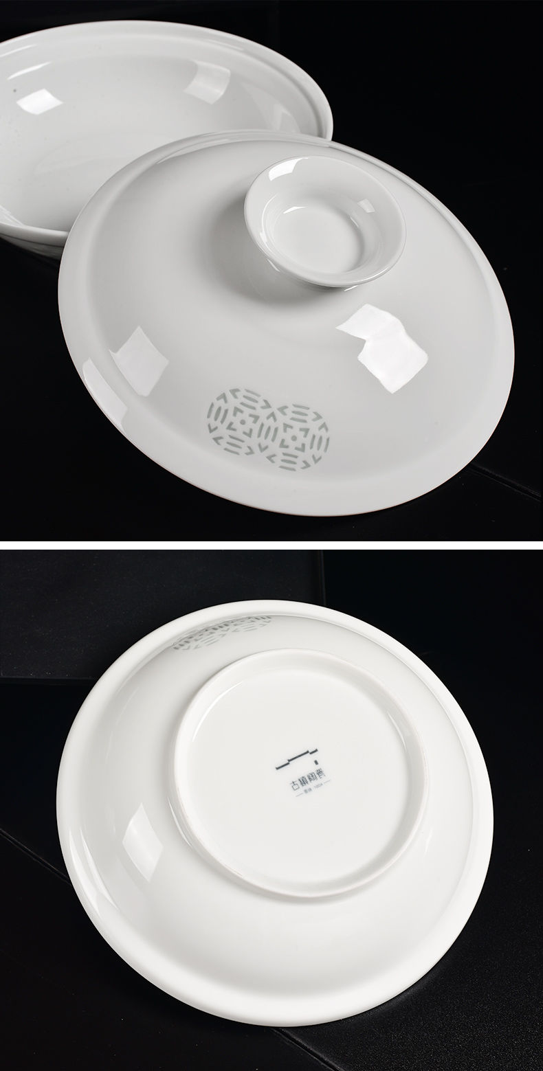 Jingdezhen ceramic tableware of ancient and exquisite high white porcelain creative household contracted large capacity with cover to use the machine