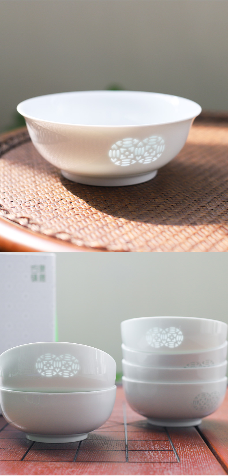 Jingdezhen rainbow such as bowl bowl and exquisite porcelain high - white Korean 6 inch, 6.5 inch rainbow such as bowl set tableware suit dishes home