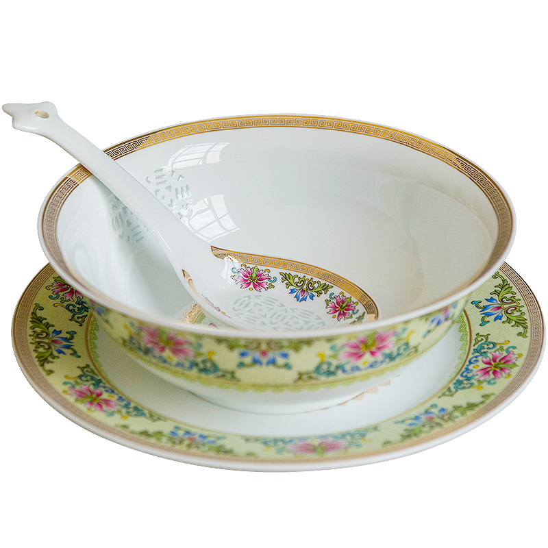 Town jingdezhen ceramic tableware household jobs soup bowl plates gold edge and exquisite porcelain parts collocation
