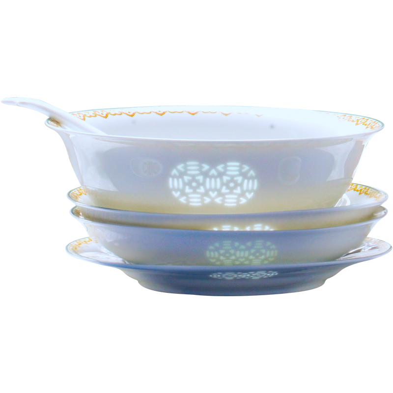 The Ancient town of jingdezhen ceramic tableware kitchen bulk, combination of Chinese style household jobs soup dish dish spoon glair