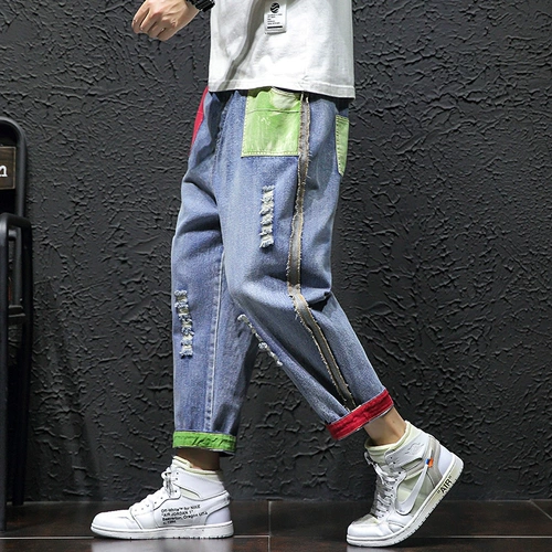 Штаны, прямые свободные джинсы для школьников для мальчиков, оверсайз, большой размер, для средней школы