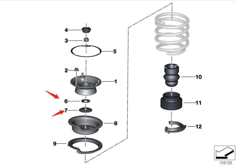 Suitable for BMW E87 E90 E92 E93 E84 E83 E89 front shock absorber top rubber seat gasket front machine pad