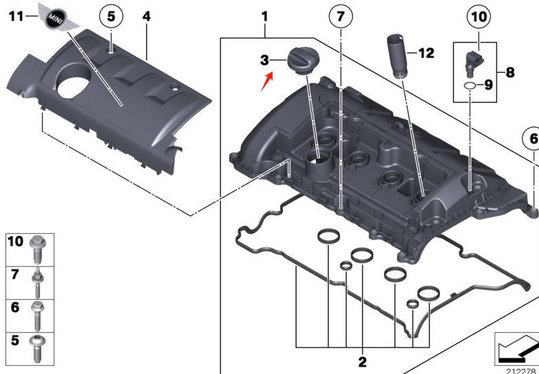 Нефть крышкой 适用bmw迷你n16 r55 r56 r57 r58 r59 r60 r61机油盖机油加注盖