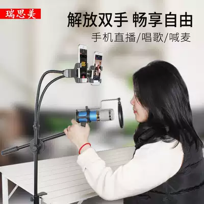 Mobile phone live broadcast bracket lazy person desktop bedside watching TV cantilever frame National K song microphone phone holder