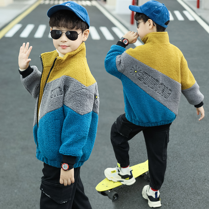 Children's clothing Boys ' jacket jacket spring and autumn winter Korean version 2021 new handsome foreign school middle and large children's fleece tide clothes