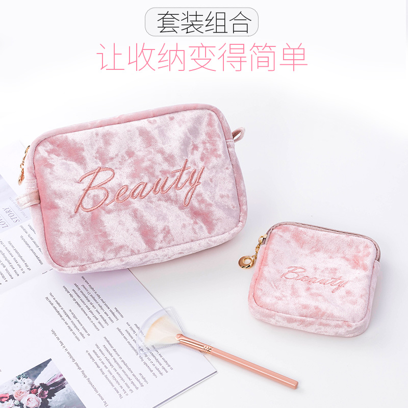 Suede Cloth Travel Containing Package Combination Suit Portable Large Capacity Cosmetic Bag Korea Minima Carry-on Little Makeup Bag