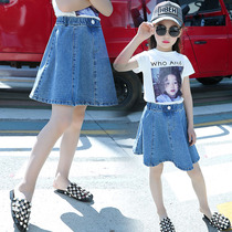 Girls cowboys dress summer 2021 new gas girls lotus leaf jeans and childrens short skirts