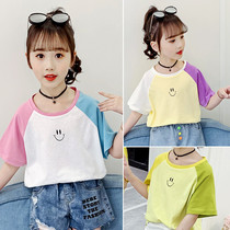 Girl short sleeve T-shirt 2022 new summer clothing cartoon Coloured body shirt foreign air girl 100 hitchhiking blouses