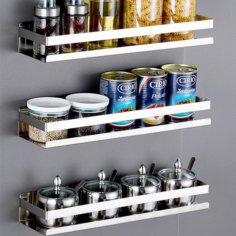 Stainless steel kitchen shelf Seasoning rack supplies knife rack Wall-mounted oil, salt, sauce and vinegar storage storage rack saves space
