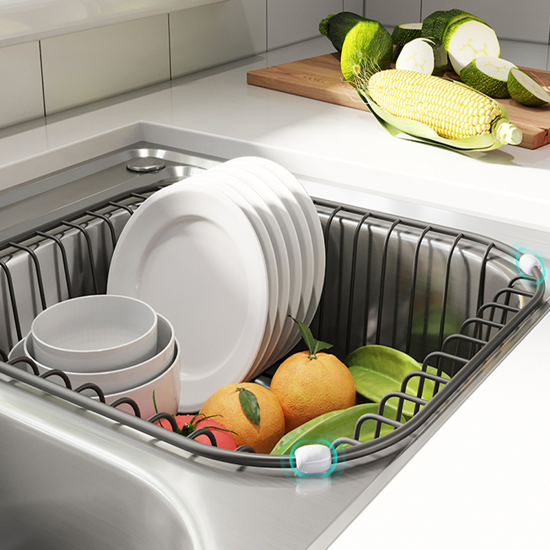 Kitchen sink drain basket drain rack 304 sink stainless steel sink wash basin drain basket telescopic storage