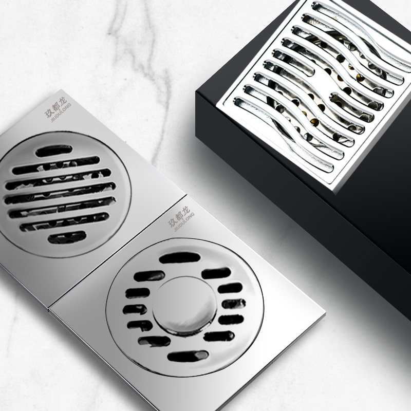 Floor-leak all-copper-odorkeystem sewerage core cover bathroom showroom washing machine dual-use stainless steel square