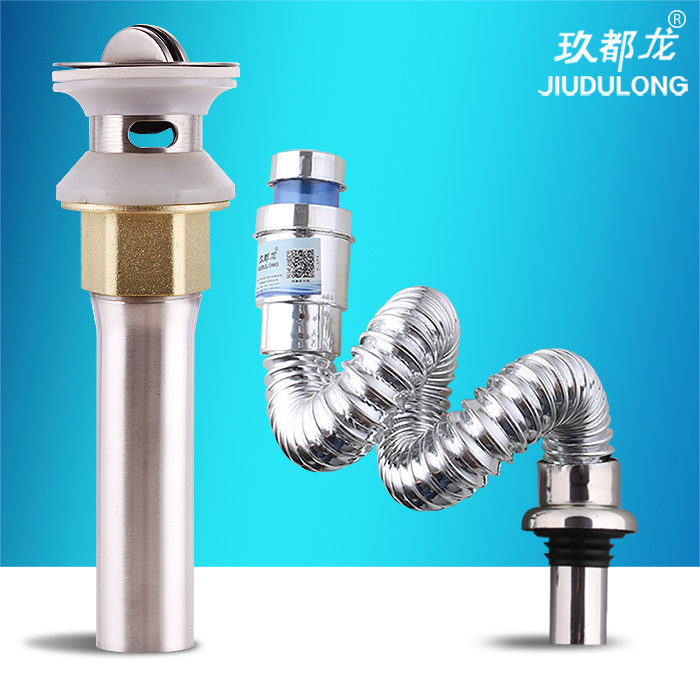 Stainless steel washbasin drain pipe Washbasin drainer set washbasin bouncing flap sink basin basin deodorant