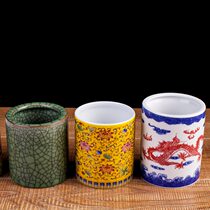 Jingdezhen blue and white ceramic pen holder large capacity small office high-grade Stroom supplies put brush student study