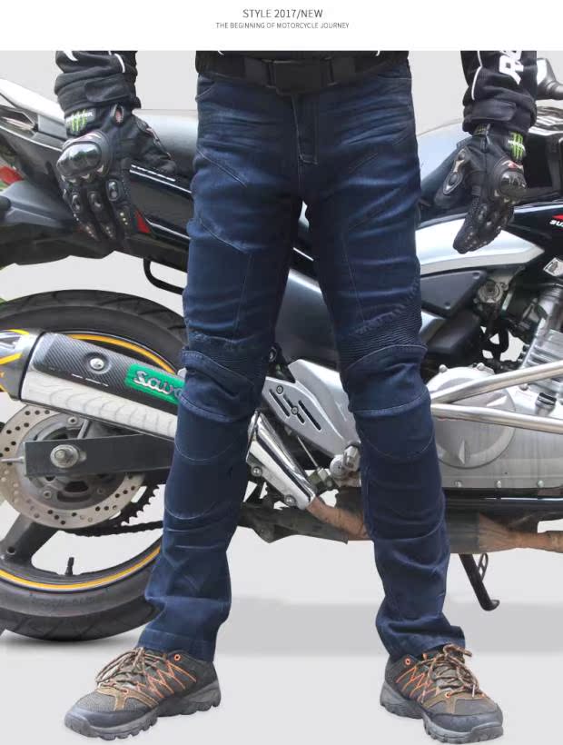 PRO-BIKER đi ​​xe máy quần jeans nam mùa xuân và mùa thu chống quần off-road quần đua xe máy - Xe máy Rider thiết bị găng tay đua xe