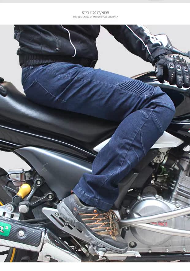 PRO-BIKER đi ​​xe máy quần jeans nam mùa xuân và mùa thu chống quần off-road quần đua xe máy - Xe máy Rider thiết bị găng tay đua xe