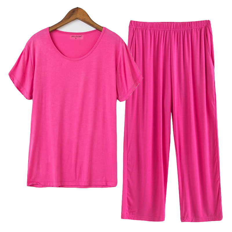 Women's loose plus size casual suit home service short-sleeved shorts five-point pants cropped pants mother modal middle-aged