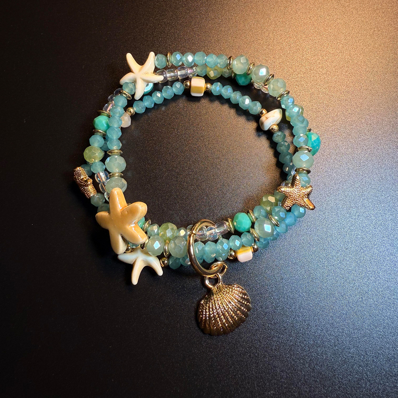 Vintage Starfish Shell Beaded Stacked Bracelets 2026 New Island Vacation Style Jewelry
