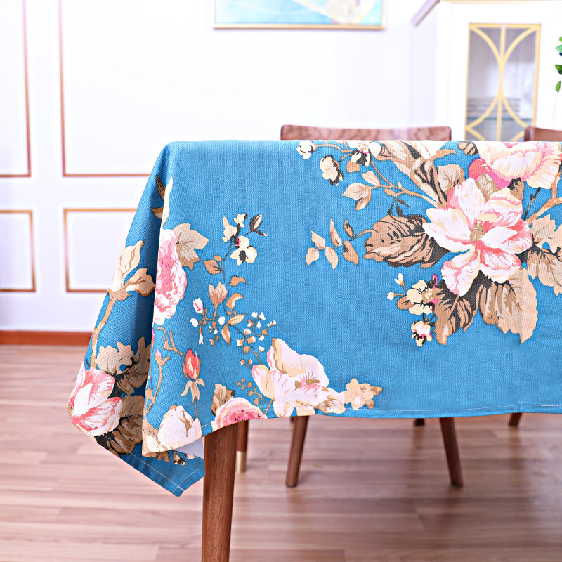 Cotton linen tablecloth Pastoral flower washable rectangular tablecloth Chinese style coffee table cloth Table mat desk cloth
