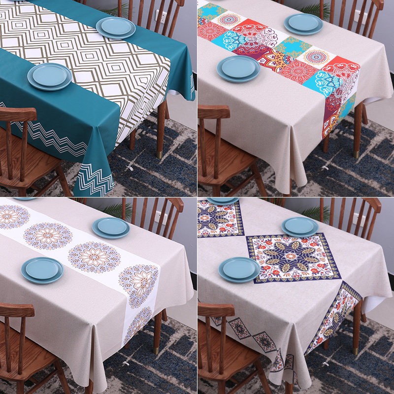 Table cloth in waterproof anti-oil and anti-oil and wash tablecloth rectangular tea cloth plastic PVC Nordic tablecloth