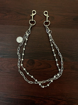 Be careful with cuffs cleanfit double layer pearl frosted metal coin trouser chain retro men's and women's accessories accessories