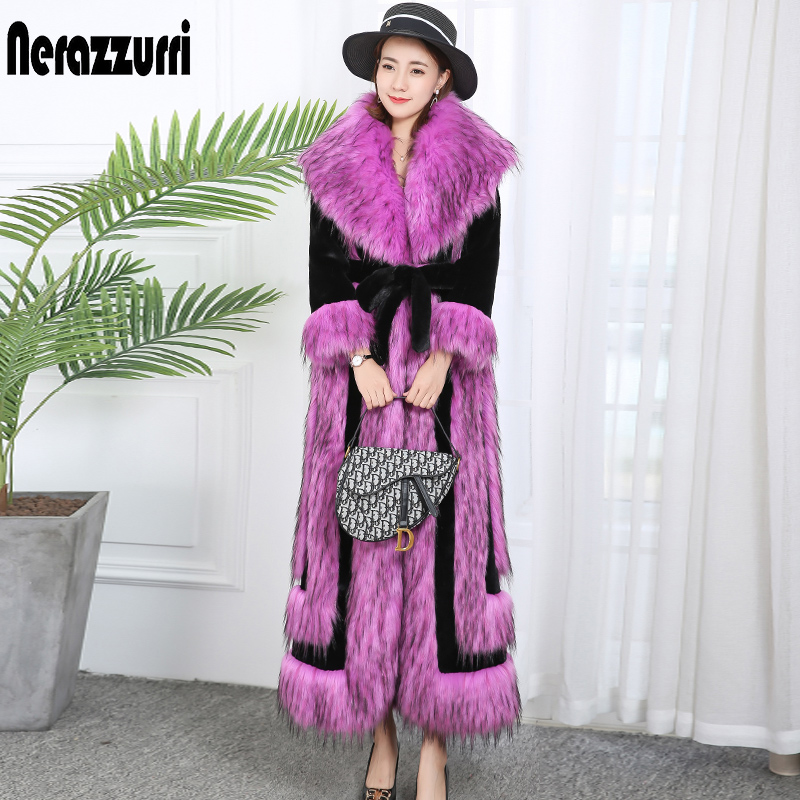 phụ nữ áo khoác trạm lông châu Âu 2019 mới mùa đông thời trang trẻ khâu giả fox fur coat nữ siêu dài