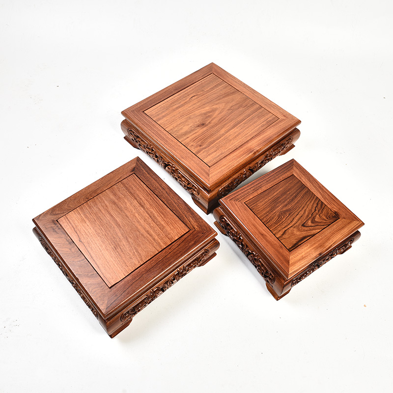 Redwood base solid wood rectangle jade stone furnishing articles planter base square for FoTai Buddha base