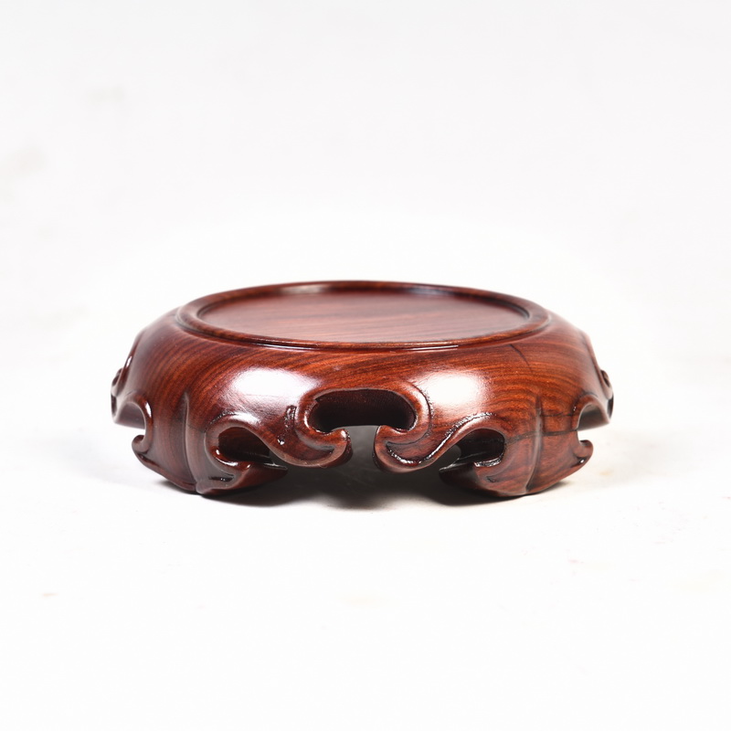 Red wingceltis spend pear mahogany round base solid wood furnishing articles log base stone, jade zisha teapot tea base