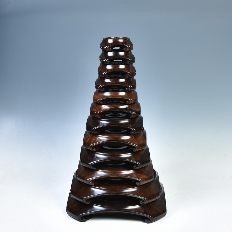 Ebony woodcarvings base monolith carving round base solid wood retro nature round place vases are it base