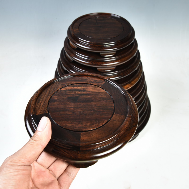 Ebony woodcarvings, circular base solid wood Buddha feng shui furnishing articles base wooden vase, the teapot tea base