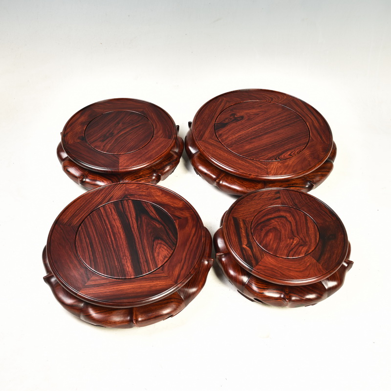 Red melon leng acid branches model of circular base solid wood Buddha base flowerpot vase base mahogany wood base