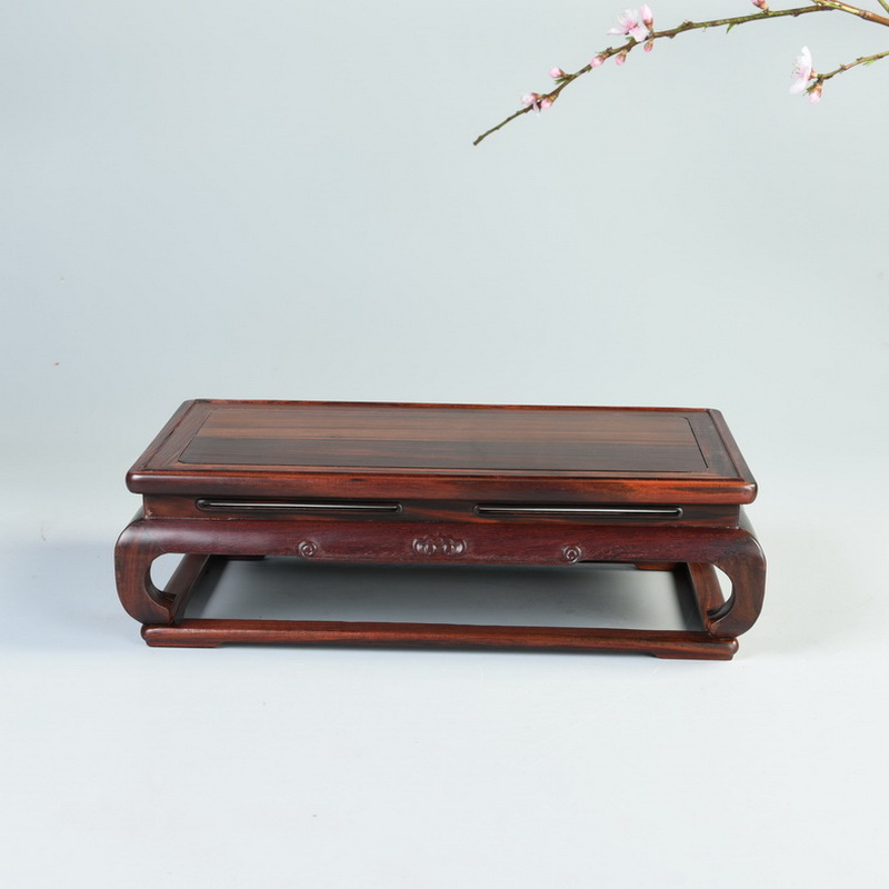 Pianology picking red mahogany acid branches treasure cage the glass base solid woodcarving figure of Buddha jade show cover box dust cover