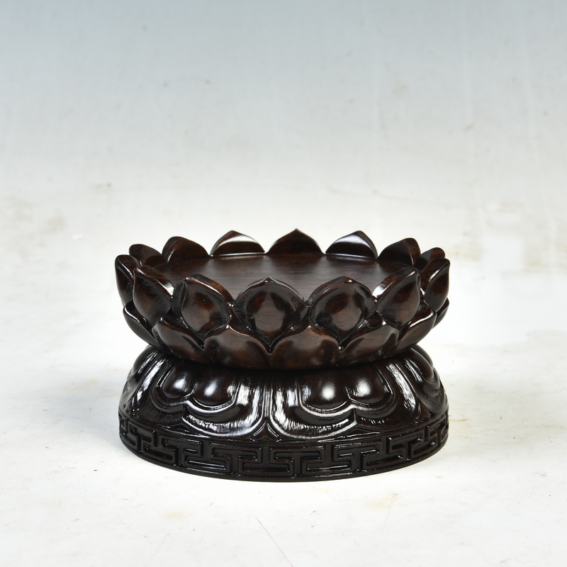 Ebony wood carving handicraft furnishing articles bodhisattva guanyin Buddha base rounded copy antique solid wood lotus base