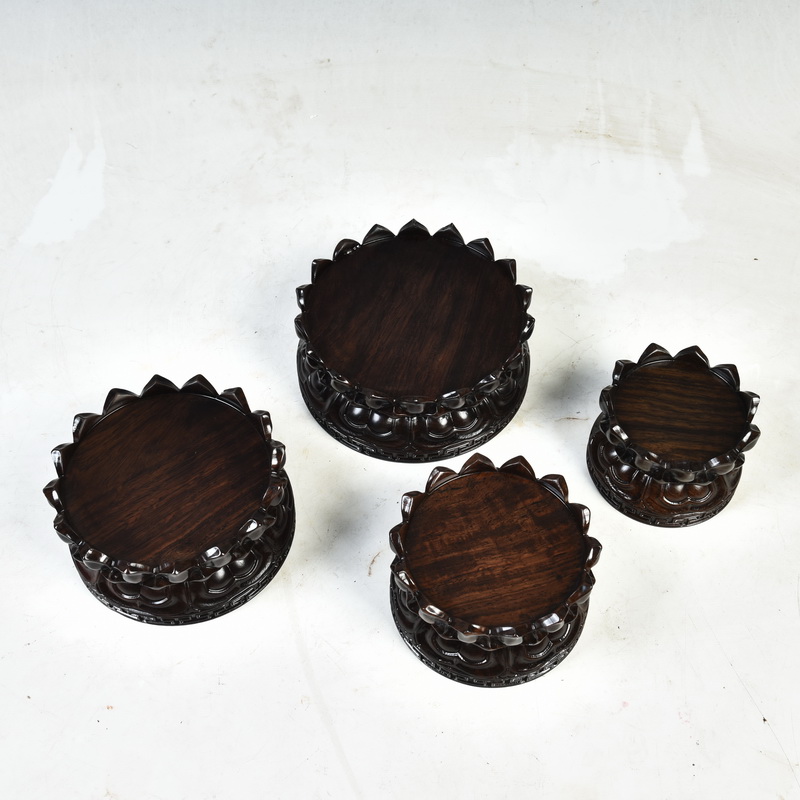 Ebony wood carving handicraft furnishing articles bodhisattva guanyin Buddha base rounded copy antique solid wood lotus base