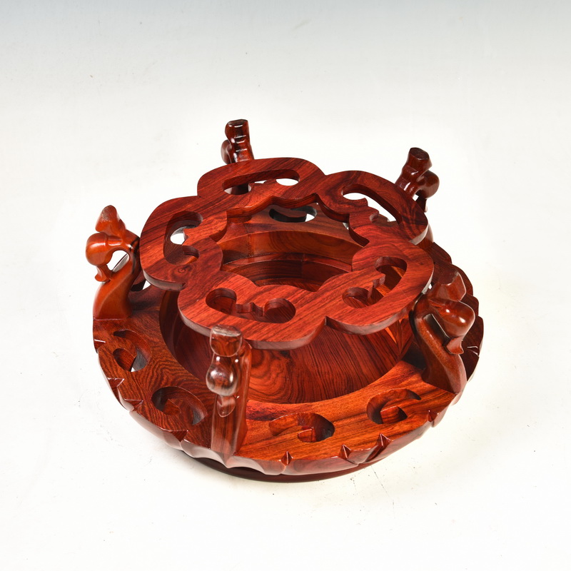 Chinese flowering crabapple red wingceltis woodcarving several aquarium vase base rounded bonsai solid wooden tap home furnishing articles padding