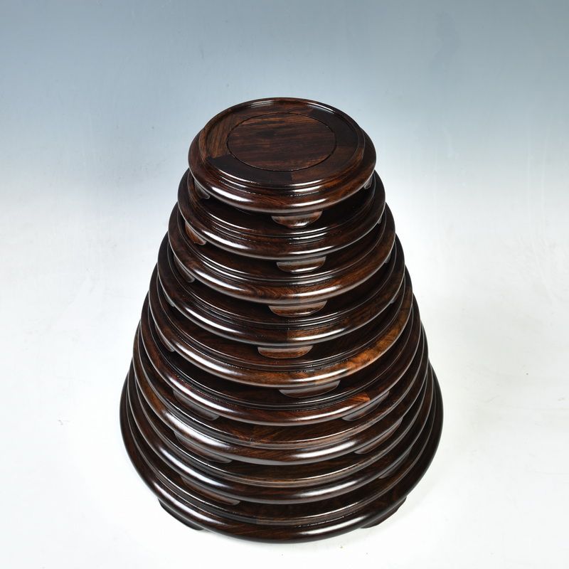 Ebony woodcarvings, circular base solid wood Buddha feng shui furnishing articles base wooden vase, the teapot tea base